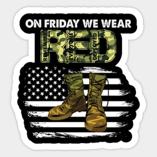 On Friday We Wear Red Friday Military Support Troops Us Flag Sticker